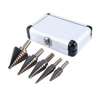 Yosoo 5Pcs HSS Forets étagé Mèche conique Trépan à redan kit Outil électrique avec Boîte range