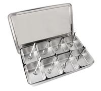 Yosoo Health Gear Assaisonnement Box, Boîte à épices En acier inoxydable à 8 Grilles Avec Couvercles Et Cuillères, Boîte à Condiments Métal, Pots à épices Cuisine
