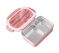 Yosoo Health Gear Boîte Déjeuner Acier Inox 304 2 Compartiments, Étanche avec Baguettes Cuillère Sac, Portable Rose