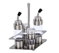 Yosoo Health Gear Ensemble de Bouteilles à Condiments en Acier Inoxydable 304 avec Pots d'assaisonnement Transparents, étiquettes Claires, Organisateur de Rangement Anti-fuite, 8,3 X 5,0 X 8,7