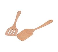 Yosoo Health Gear Ensemble de Spatules en Bois de Hêtre avec Spatule et Spatule à Fente de 30,5 X 7,6 Cm, Ustensiles de Cuisine Antiadhésifs avec Trou de Suspension pour les Cuisiniers à Domicile et