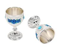 Yosoo Health Gear Gobelets Médiévaux Ensemble de 2 Tasses à Vin en Métal émaillé Vintage Rose Gravée pour Mariage