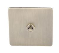 Yosoo Health Gear Interrupteur à Bascule 1 Gang 2 Voies, Interrupteur D'alimentation AC250V, Panneau en Acier Inoxydable Bronze Antique Unipolaire pour la Maison
