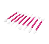 Yosoo Health Gear Kit de Décoration de Gâteaux, 8 Stylos, 16 Formes, Outils de Gaufrage Fondants Amovibles et Faciles à Nettoyer (Rouge rosé)
