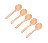 Yosoo Health Gear Lot de 5 Cuillères à Soupe en Bois de Hêtre à Long Manche, Cuillère à Mélanger Ronde de 20 X 6 Cm pour Mélanger la Soupe au Porridge et au café et Ustensiles de Cuisine
