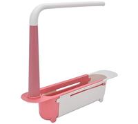 Yosoo Health Gear Organisateur d'évier Teleskopisk, Support de Rangement d'évier Extensible en PP de 32 à 45 Cm avec Trous de Drainage et Barre à Serviettes, Support de Cuisine Réglable de Grande