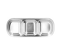 Yosoo Health Gear Plat d'assaisonnement Assiette Divisée en Acier Inoxydable 304 Plat à Sauce à Grille Profonde en Acier Inoxydable Empilable Résistant aux Empreintes Digitales pour les Collations