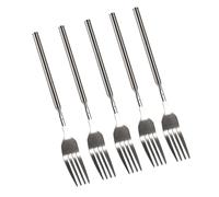 Yosoo Lot de 5 fourchettes télescopiques extensibles en acier inoxydable - 22,1 à 64,5 cm - Fourchettes à dessert - Fourchettes à couverts télescopiques pour barbecue, grille-pain, fruits, desserts