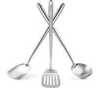 YOSUKATA Spatule et Louche de Cuisine Pour Poêle Wok 43,5 cm - Ustensiles Inox Professionnel - Écumoire - Spatule Plancha en Acier Inoxydable 304