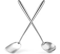 YOSUKATA Spatule et louche pour wok de 43,5 cm - Lot de 2 outils pour wok résistants à la chaleur - Louche et spatule universels pour wok - Ustensiles de cuisine et accessoires pour wok en acier
