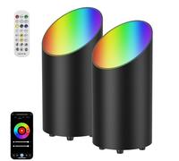 Yotivki 6W RGBW LED Uplight Spot Dimmable, 16 Millions de Couleurs Lampe Sur Pied de Salon Avec TéLéCommande, ContrôLe via L'App, Minuterie, Mode Musique Pour Salon, Jeux VidéO, Noir 2 Pièces