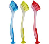 Yotlein Brosse Vaisselle Cuisine avec Base à Ventouse 3 Pièces 26×3,5cm, Brosse de Nettoyage à Usage Multiple, pour Casseroles per Assiettes, Casseroles, Revêtements Muraux Carrelés