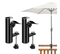 yotutun 2 Pièces Support de Parasol en Métal, Pied de Parasol Fixation Balustrade Balcon Pince de Parapluie Réglable pour Balcon, Terrasse ou Table, Ø19-38mm