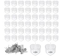 yotutun 50 Pièces Contenant pour Bougie Chauffe Plat, Pot Bougie Vide avec 100 Pièces Mèches Bougies Porte Bougies pour Mariages Dîners Kit Bougies a Faire Soi Meme 18 x 38 mm, Forme de Coeur