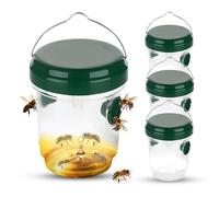 yotutun Piege a Guepes Exterieur, Piège à Frelons à Suspendre Attrape Insectes Répulsif à Guêpes en Plastique Piège Écologique pour Piege Moustique, Mouche, Moucheron (4 Pièces-Vert)