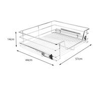 YOU. Lot de 4 Tiroir télescopique de cuisine 47*44*14cm, Panier coulissant pour placard 50cm ( Rail inclus ), argent