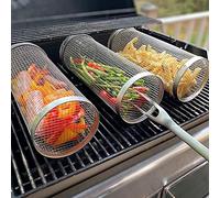 Youao Barbecue en Acier Inoxydable, Panier À Légumes pour Grillades en Plein Air, Paniers À Griller Cylindriques, avec Crochet,pour Griller des Légumes, du Poisson, La Vian