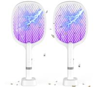 YOUBST Raquette Electrique Insectes 5000V, 2000 mAh Extra puissante Tapette à Mouches électrique avec Base de Recharge USB C, 2 en 1 Tapette à Mouches électrique pour moustiques, Mouches, Abeilles