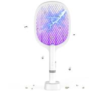 YOUBST Raquette Electrique Insectes 5000V, 2000 mAh Extra puissante Tapette à Mouches électrique avec Base de Recharge USB C, 2 en 1 Tapette à Mouches électrique pour moustiques, Mouches, Abeilles