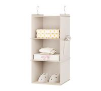 YOUDENOVA Étagère de Penderie à Suspendre Pliable,3 Niveaux,Rangement de Placard Suspendu,Organisateur de Vêtements avec Renfort Intérieur,Rangement Chaussure Beige