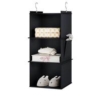 YOUDENOVA Étagère de Penderie à Suspendre Pliable,3 Niveaux,Rangement de Placard Suspendu,Organisateur de Vêtements avec Renfort Intérieur,Rangement Chaussure Noir
