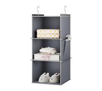 YOUDENOVA Étagère de Penderie à Suspendre Pliable,3 Niveaux,Rangement de Placard Suspendu,Organisateur de Vêtements avec Renfort Intérieur,Rangement Chaussure Gris