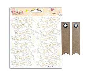 Youdoit Stickers Mariage Save The Date 15 x 15 cm + 20 étiquettes Kraft Fanion