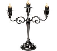 YOUEON Chandelier à 3 Bras Noir Brillant, bougeoir de 25,4 cm de Haut, élégant bougeoir Conique pour Mariage, église, Halloween, Salle à Manger, décoration d'intérieur