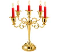 YOUEON Chandelier doré à 5 Bras, 26,6 cm de Haut, en métal pour Bougies piliers de 2,5 cm de diamètre, bougeoir Conique, décoration de Mariage