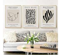 Youihom 3 Poster Mural Matisse Picasso Affiche Decoration Murale Art Abstrait Tableaux Beige Noir 40x50 Impression sur Toile Moderne Decoration Chambre Maison Bureau Salon sans Cadre