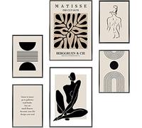 Youihom Affiche Matisse Corps Ligne Abstrait Feuille Phrase Noir et Blanc Boho Tableau Moderne Design Salon Maison Chambre 4x(21x30cm) et 2x(30x40cm) sans Cadres