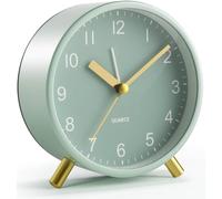 YouJabz Réveil analogique, Design épuré et élégant,Silencieux sans tic-tac avec veilleuse, réveil Rond en métal Tendance pour Bureau, fonctionnant sur Piles, idéal pour Chambre à Coucher