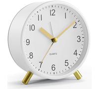 YouJabz Réveil analogique, Design épuré et élégant,Super Silent Non Ticking avec veilleuse, Fonctionne avec des Piles, Réveil Rond en métal à la Mode pour Bureau, Chambre