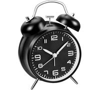 YouJabz - Reveil Vintage Double Cloche avec Veilleuse - Rétro, Silencieux pour Enfant - Analogique, Réveil Matin avec Grand Cadran de 16 cm - Silencieux, sans Tic-Tac (Noir)