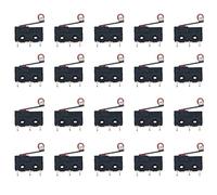 Youmile 20Pack Micro-levier à levier à galet CA 3 broches 5A 125 250V SPDT 1NO 1NC Bornes momentanées pour carte de circuit imprimé Commutateur de fermeture/ouverture