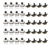 Youmile 20pièces interrupteurs à glissière verticaux 1P2T SPDT 3 broches 2positions DC50V 0.5A Micro interrupteur à glissière avec 20pièces marche/arrêt Mini interrupteur à glissière panneau 3 broches