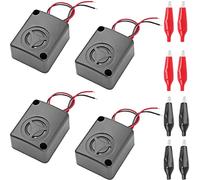 Youmile 4 pcs Noir Mini Piezo Alarme Sirène 12V DC 110dB Assurance Antivol HighDecibel Square Shell Active Buzzer Alarme avec Pince Crocodile pour coffres-forts de Voiture