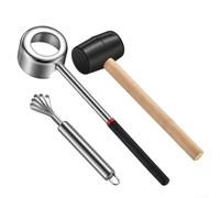 Young Ouvre-noix de coco avec maillet en caoutchouc - Outil de découpe et perforateur de noix de coco pour noix de coco vertes - Kit d'outils pour vider les fruits en acier inoxydable