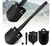 YOUNGDO Pelle Multifonction, Pelle Pliante 10 Fonctions, Pelle Pliante Multifonctionnelle pour Couper Branches, Camping, Survie, Randonnée et Jardinage (17.5cmx13.8cm)