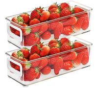 Youngever Lot de 2 bacs de rangement empilables en plastique avec poignée pour réfrigérateur, garde-manger (25,4 x 10,2 x 7,6 cm)