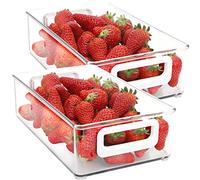 Youngever Lot de 2 bacs de rangement empilables en plastique avec poignée pour réfrigérateur, garde-manger (25,4 x 15,2 x 7,6 cm)
