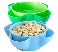 Youngever Lot de 2 bols à noix en plastique - 20,3 cm - Pour arachides, pistaches, edamames, fruits