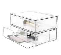 Youngever Lot de 2 grands tiroirs de rangement empilables et empilables pour maquillage (30,5 x 19,1 x 8,9 cm)