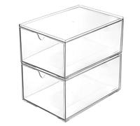Youngever Lot de 2 Tiroirs de Rangement Empilables, 23 x 16.5 x 10 CM Tiroirs Empilables pour Cosmétiques, Organisateur de Rangement de Maquillage Transparent, Bacs de Rangement en Plastique