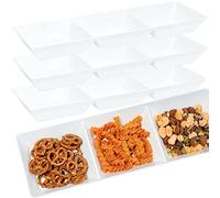 Youngever Lot de 4 Plateau de Service Empilable, Plateau de Service Plastique à Compartiments, 37.5CM x 12.5CM (White)