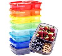 Youngever Lot de 8 Bento Box, Boîte Repas avec Trois Compartiments, Boites Alimentaires Repas, Couleur de Arc en Ciel