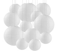 YOUNGSAY 12 Pcs Lampion Papier Blanc, 10/15/20 cm Petite Lanterne en Papier, Peignable Lanterne Boule en Papier pour Mariages, Anniversaires, Fêtes et Célébrations