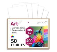 younikat 50 Fiches Bristol Blanches Épaisses 400 g Flashcards A7 - dv1005 | 50 fiches bristol extra épaisses 400 g au format A7, idéales comme flashcards, cartes de vocabulaire et cartes de jeu