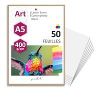 younikat Cartes Bristol Vierges A5, 50 Cartons, 400 g/m² - dv1002 | Cartons bristol blancs épais pour loisirs créatifs, fiches de révision, école, invitations et DIY.