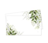 younikat Lot de 50 Cartes de Table de Mariage I Marque-Places I Cartes de Nom I Motif Fleurs et Eucalyptus I Format Carte de Visite I Vert Pâle I pour un Jour Spécial I Élégant I dv1096